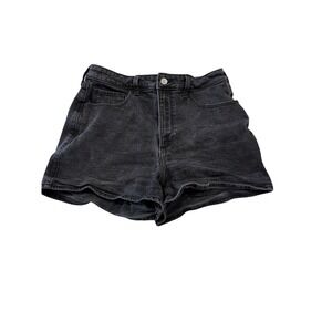 Abercrombie & Fitch Curve Love Ultra High Rise Mom Shorts Washed Black Sz 30 10